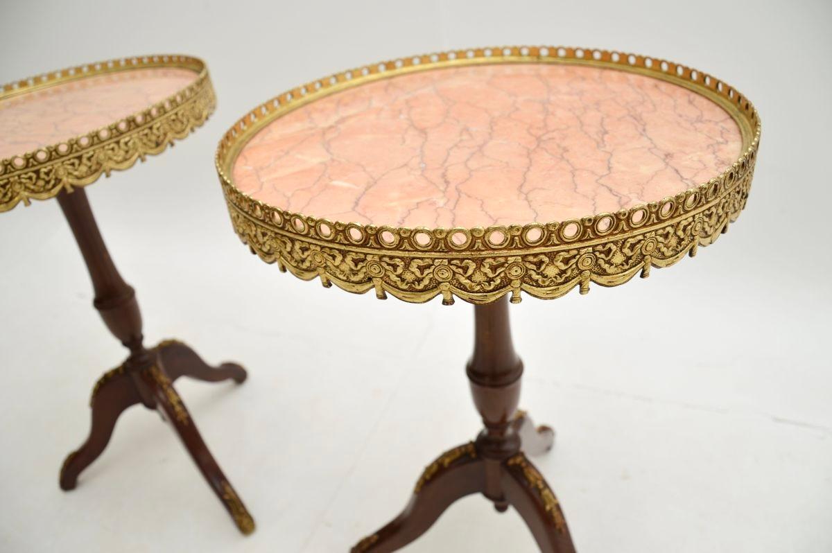 Ormolu Pair of Antique French Marble Top Wine Tables