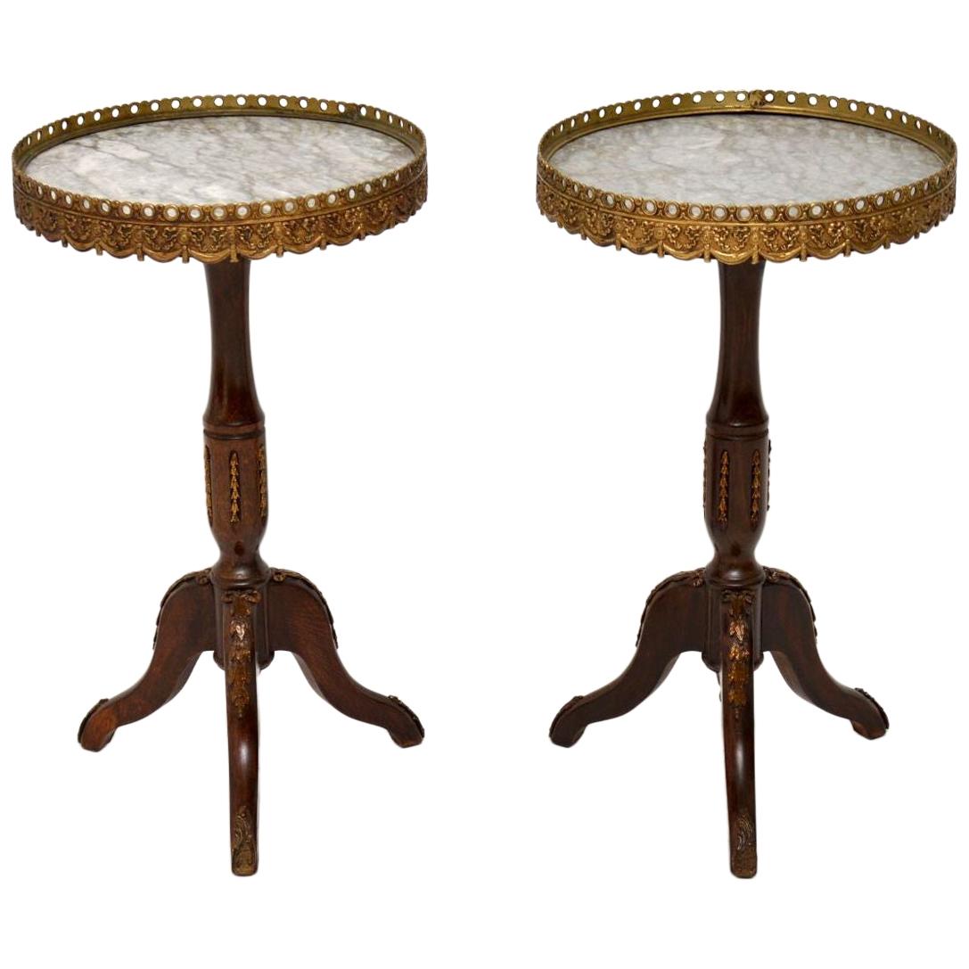 Pair of Antique French Marble-Top Wine Tables