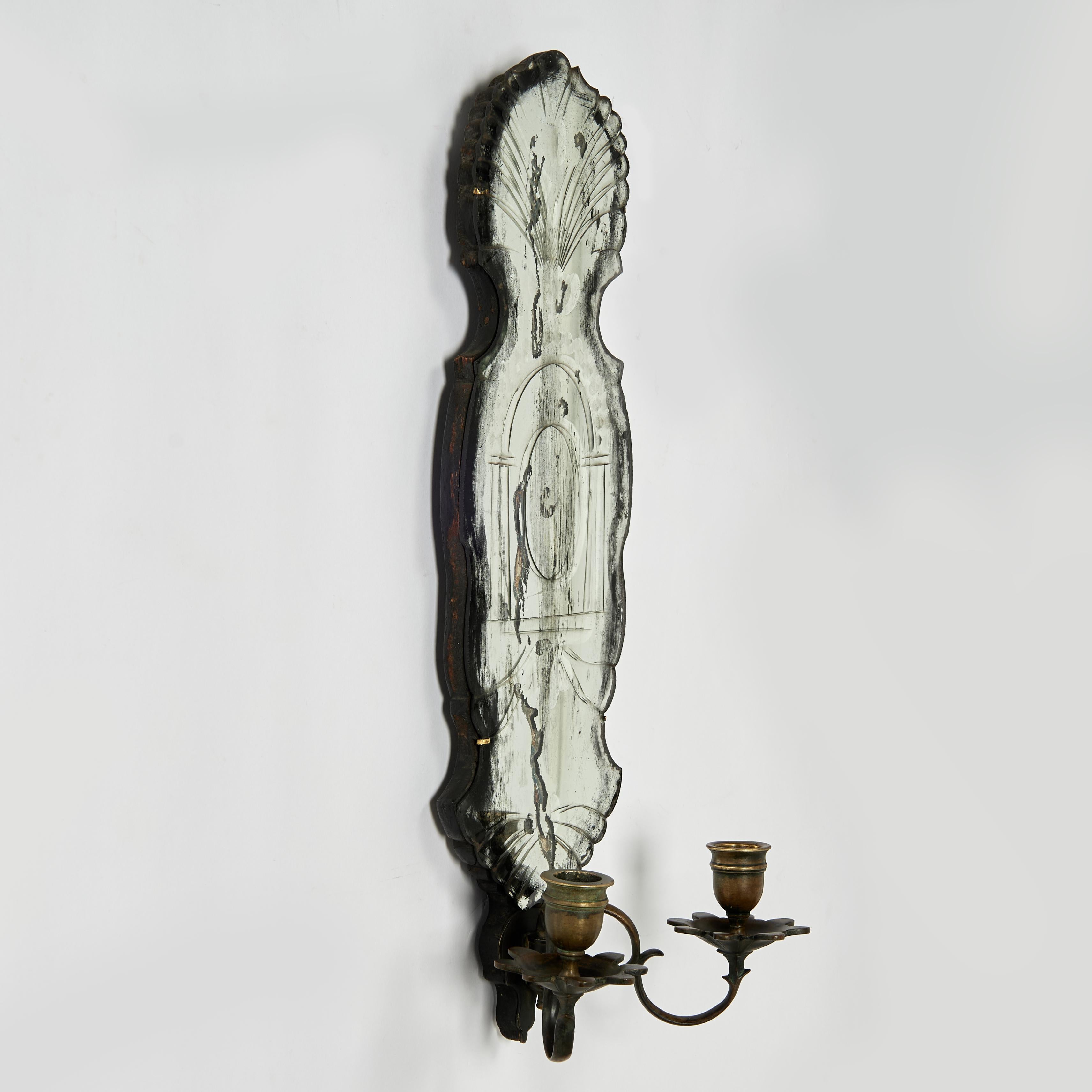 Pair of Antique French Mirrored Wall Sconces For Sale 3