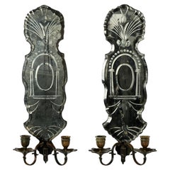 Pair of Antique French Mirrored Wall Sconces