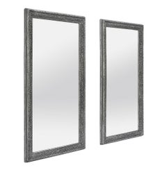 Paire d'Antiques Miroirs français en A Silver Wood Patiné, circa 1900