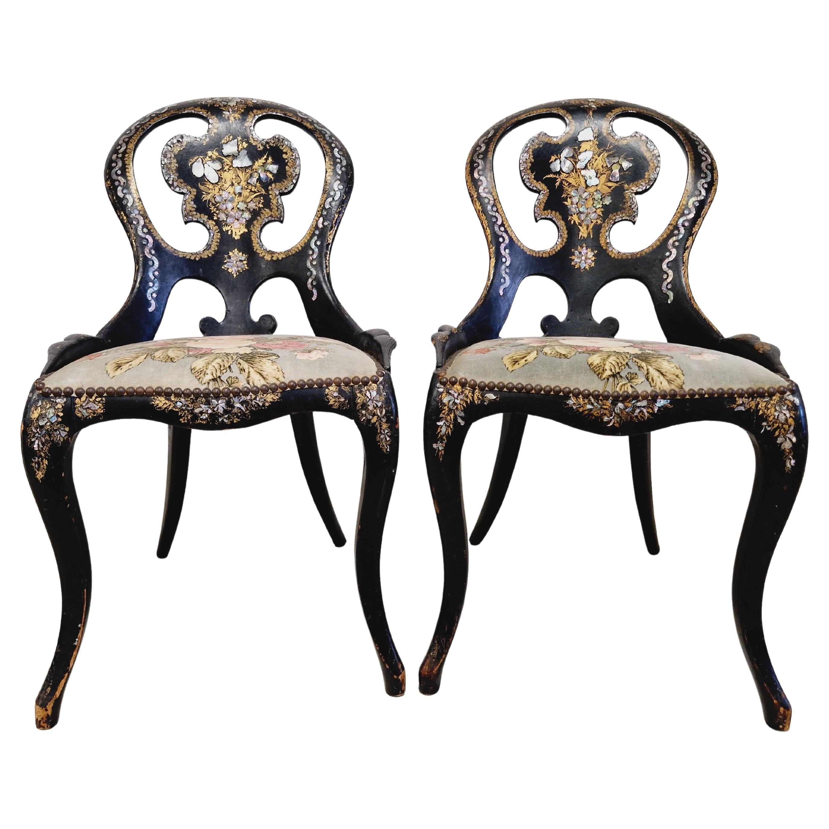 Pareja de sillas de centro Napoleón Antique French
