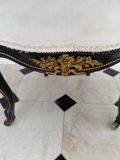 Pair of Antique French Napoleon Ebonized Oval Back Salon Chairs 19th Century