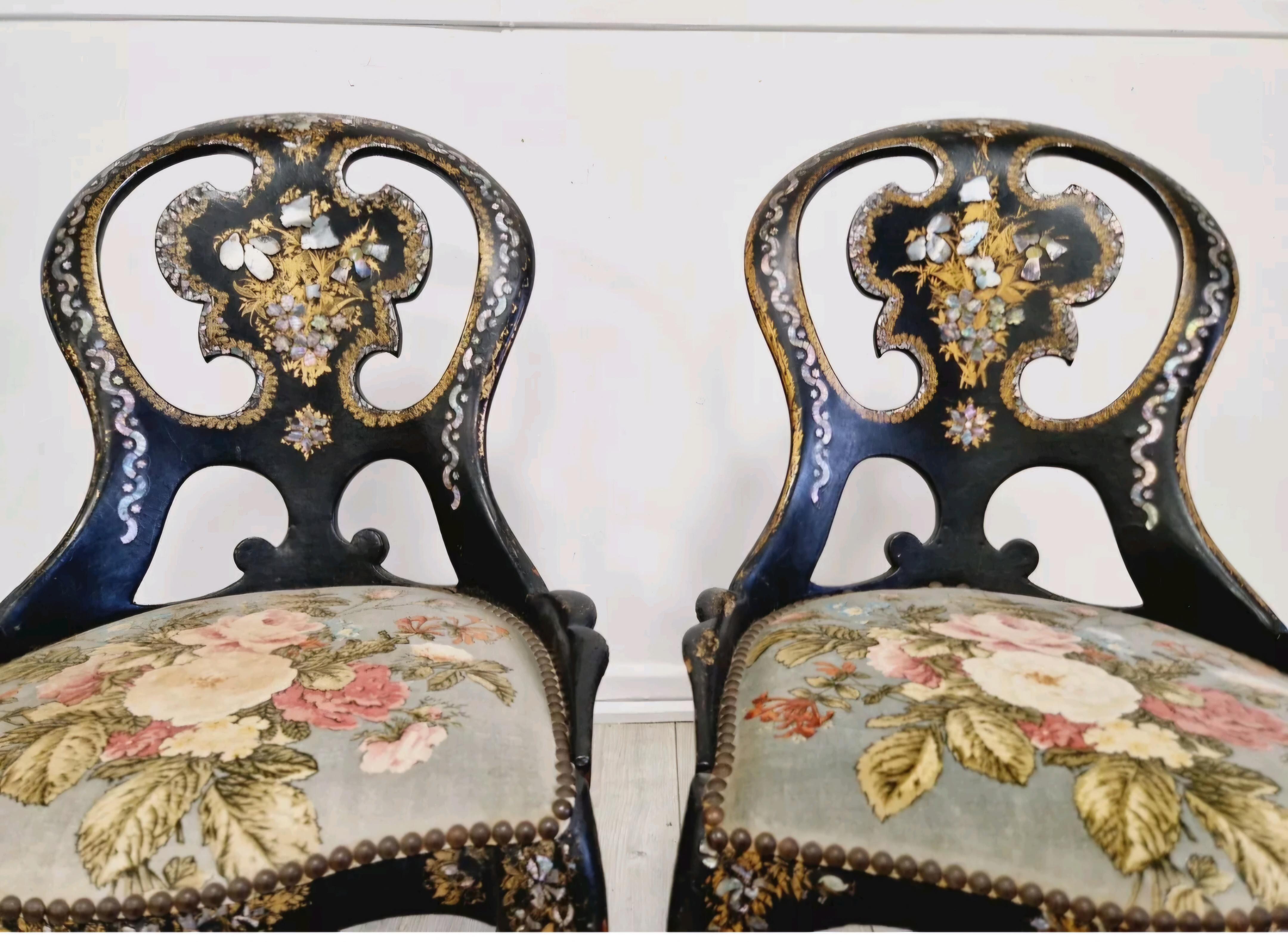 Paire de chaises antiques françaises Napoléon III en vente 3