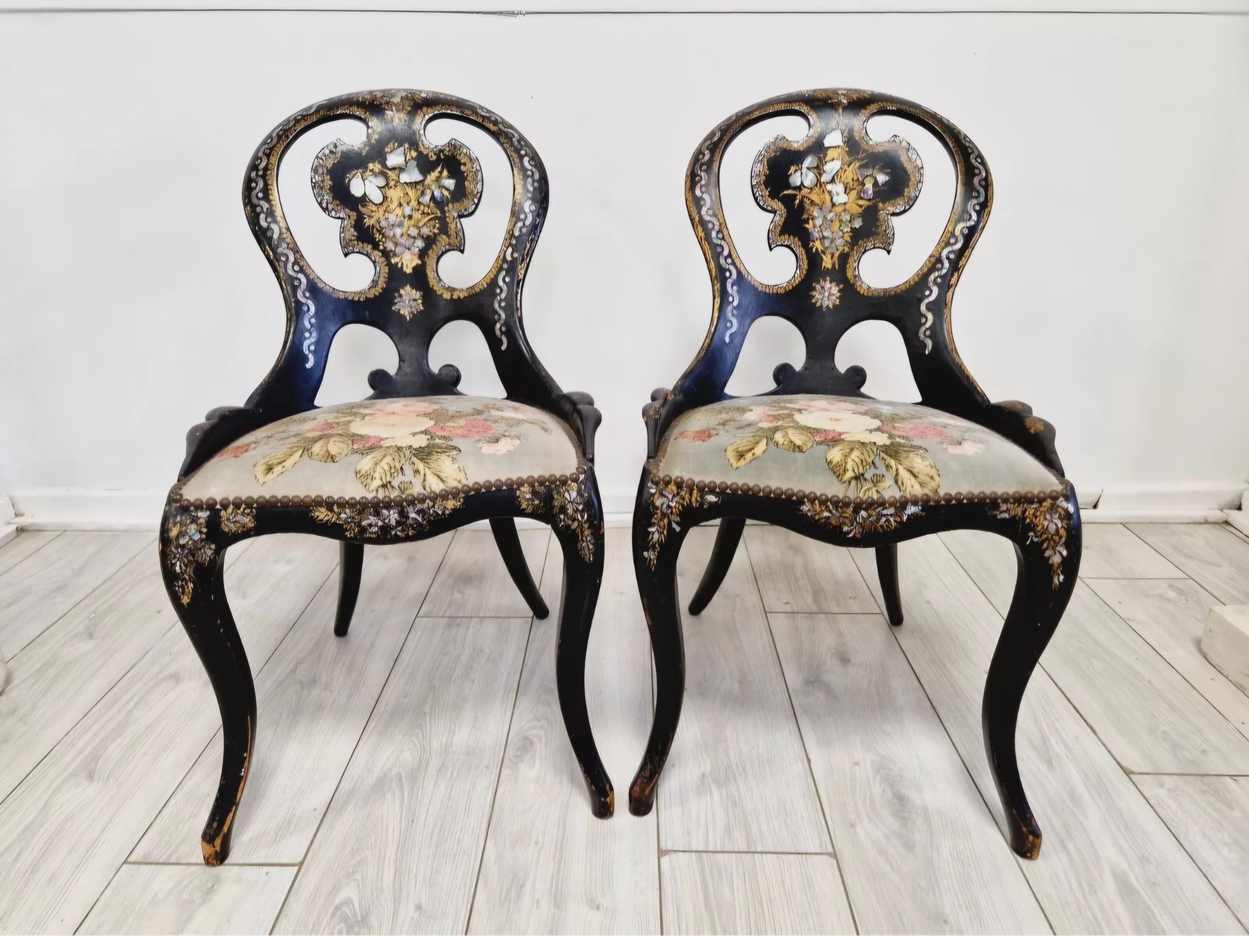 XIXe siècle Paire de chaises antiques françaises Napoléon III en vente