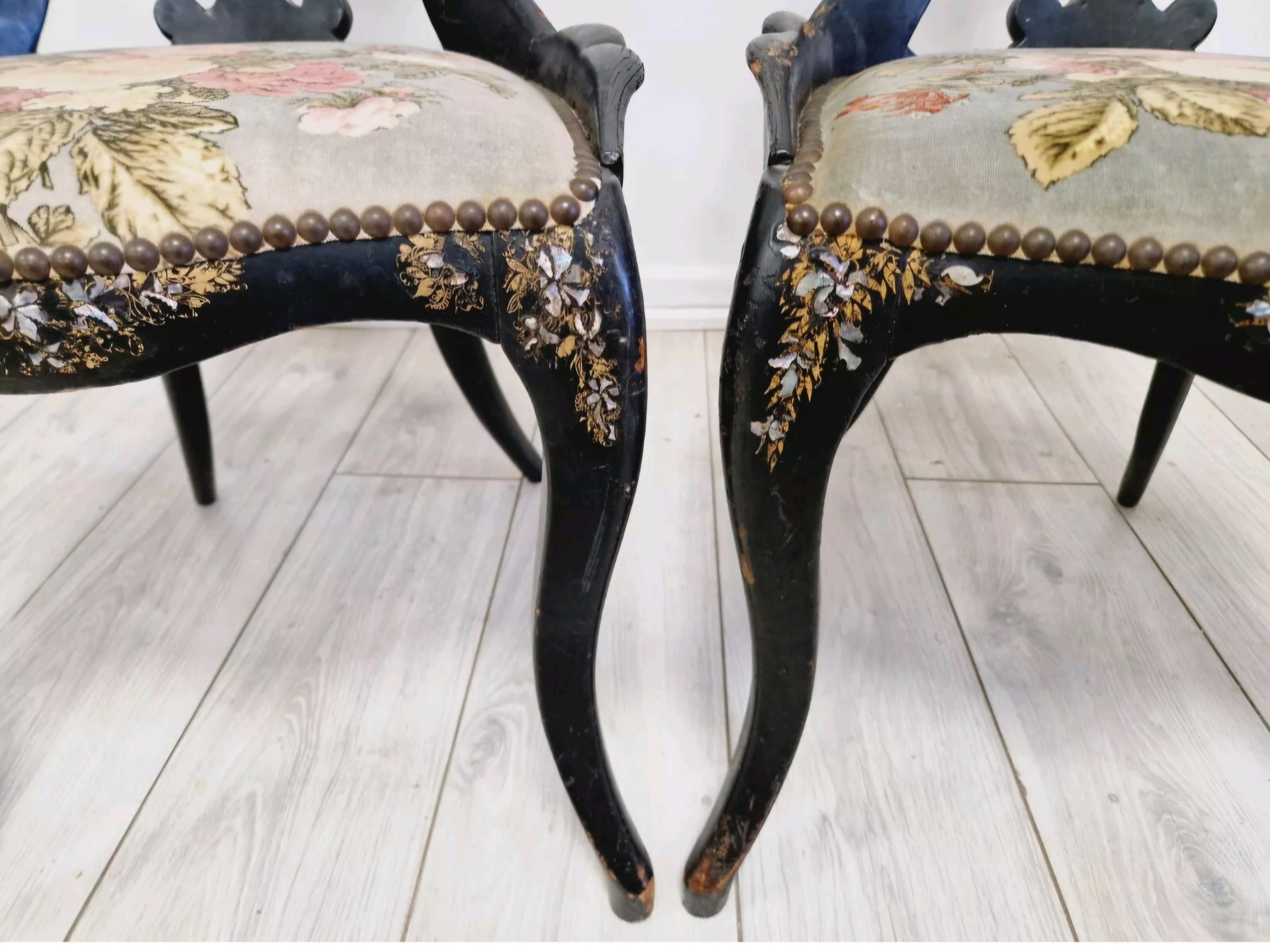 Paire de chaises antiques françaises Napoléon III en vente 2