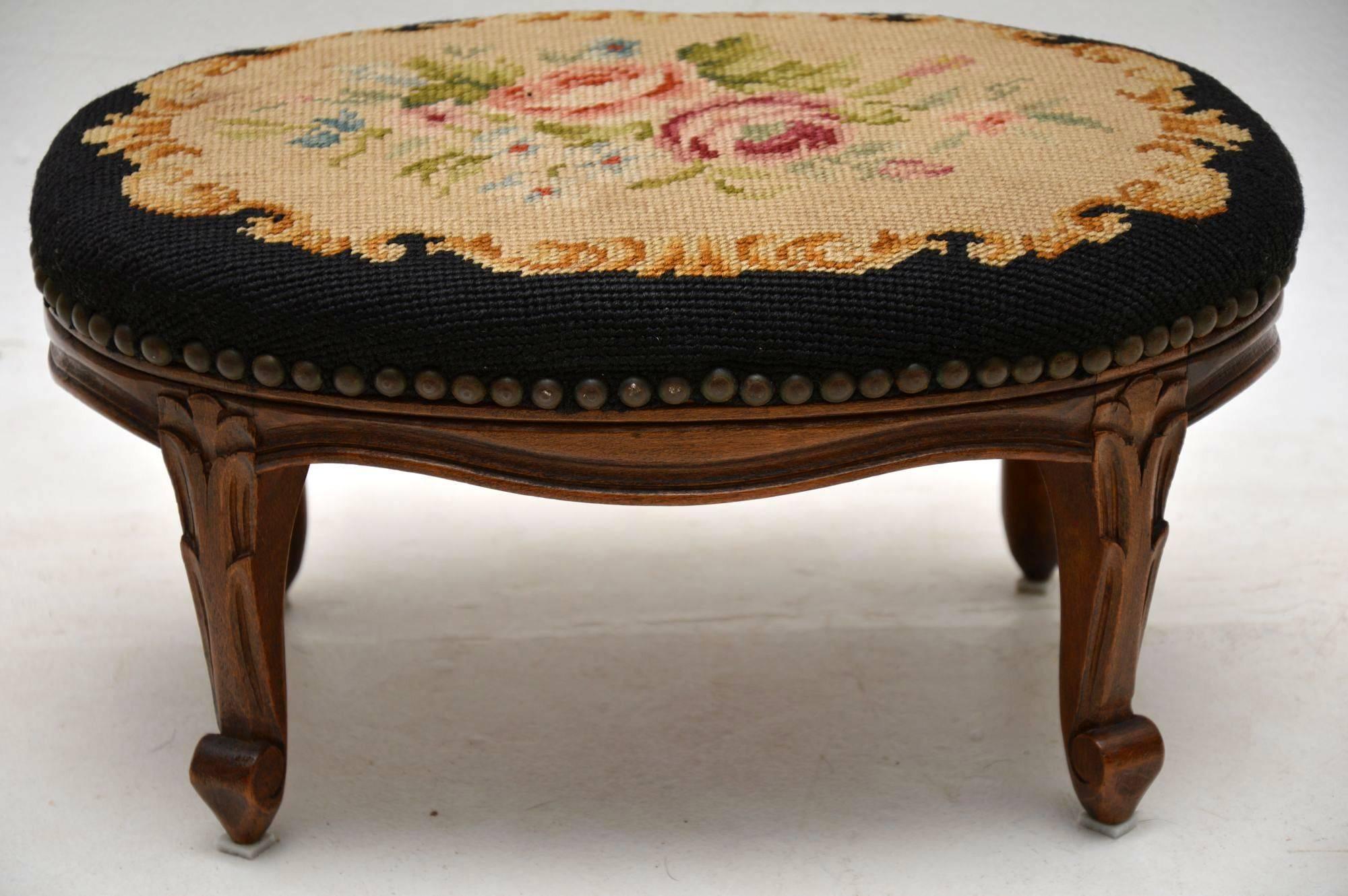 Pair of Antique French Needlepoint Foot Stools 3