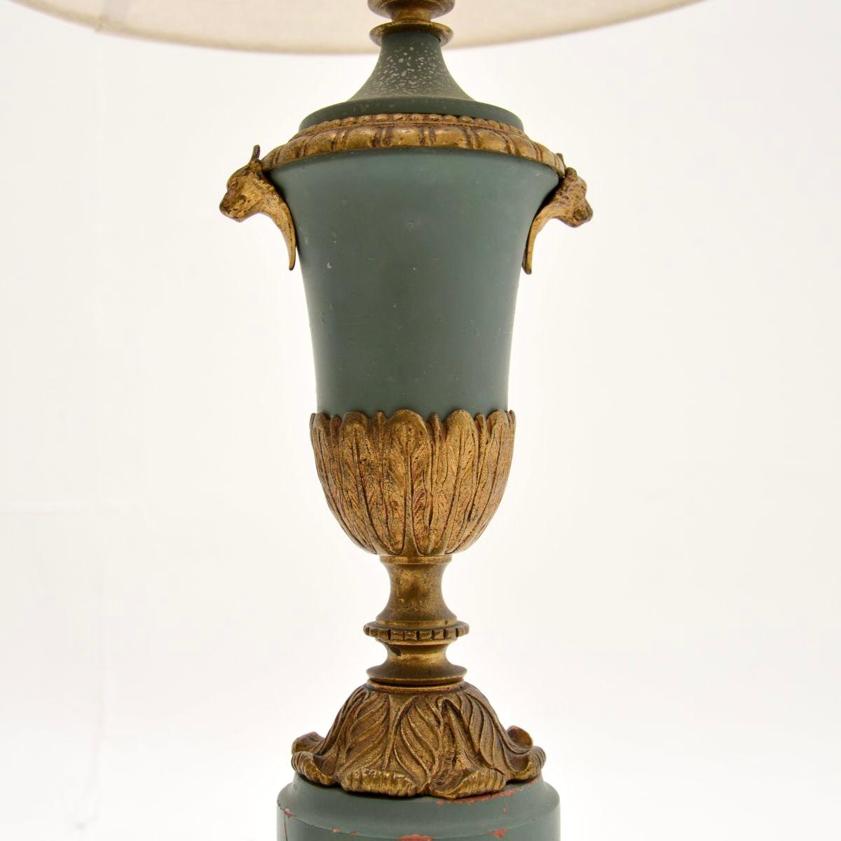 Gilt Pair of Antique French Neo Classical Table Lamps For Sale
