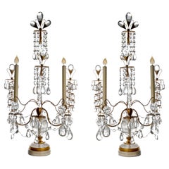 Pair of Antique French Neoclassical Gilt Bronze Mounted Rock Crystal Candelabras