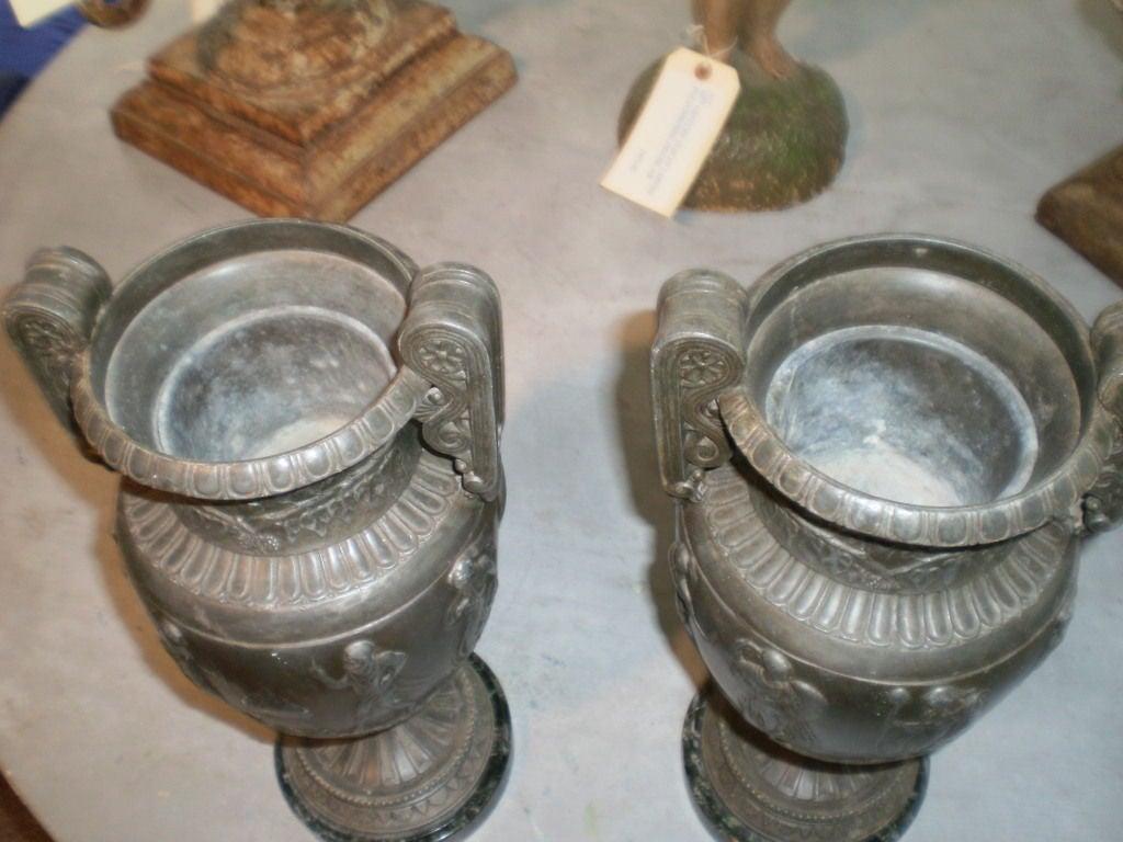 Marble Pair of Antique French Neoclassical Style Urns For Sale