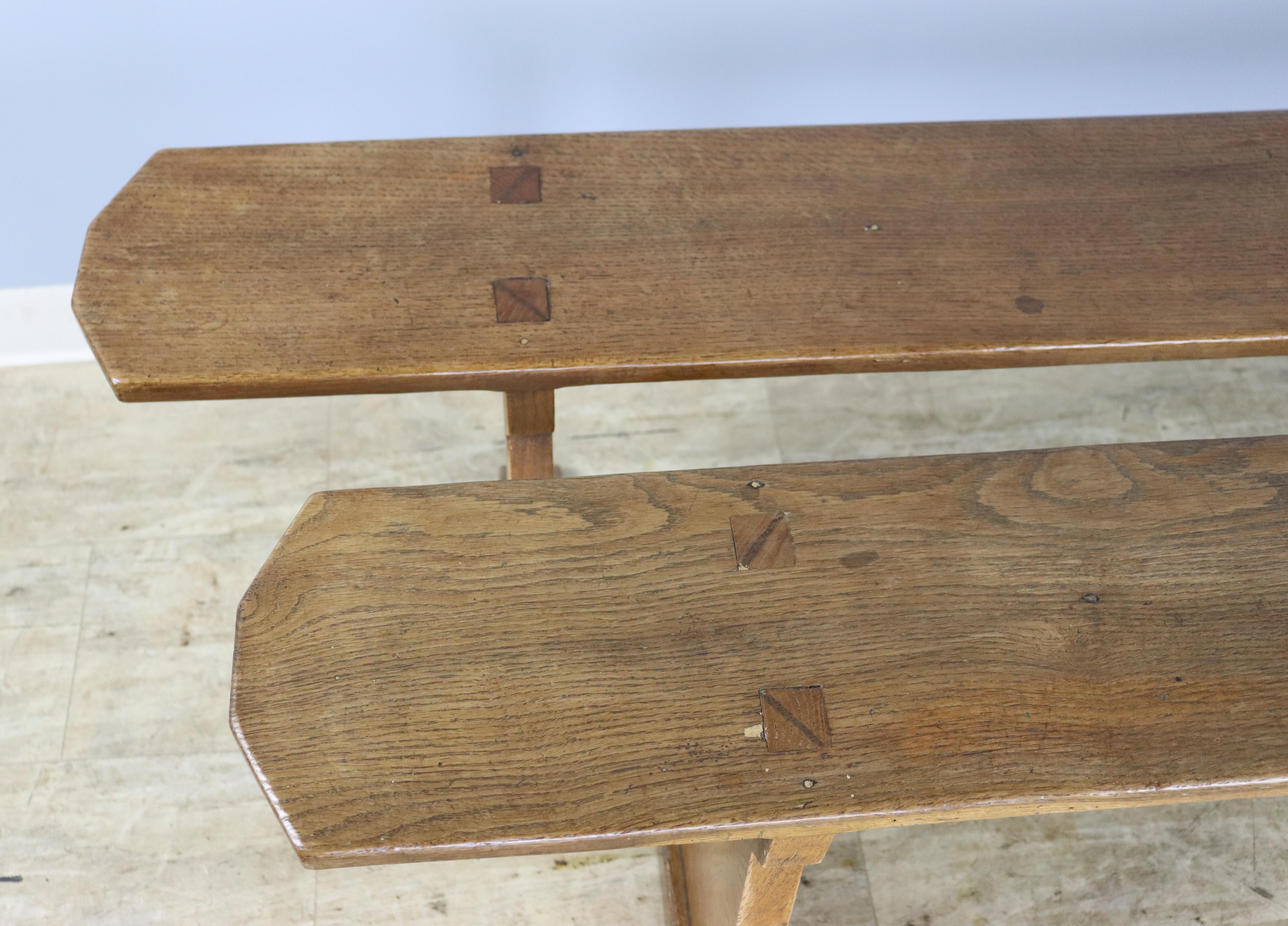 19th Century Pair of Antique French Oak Benches For Sale