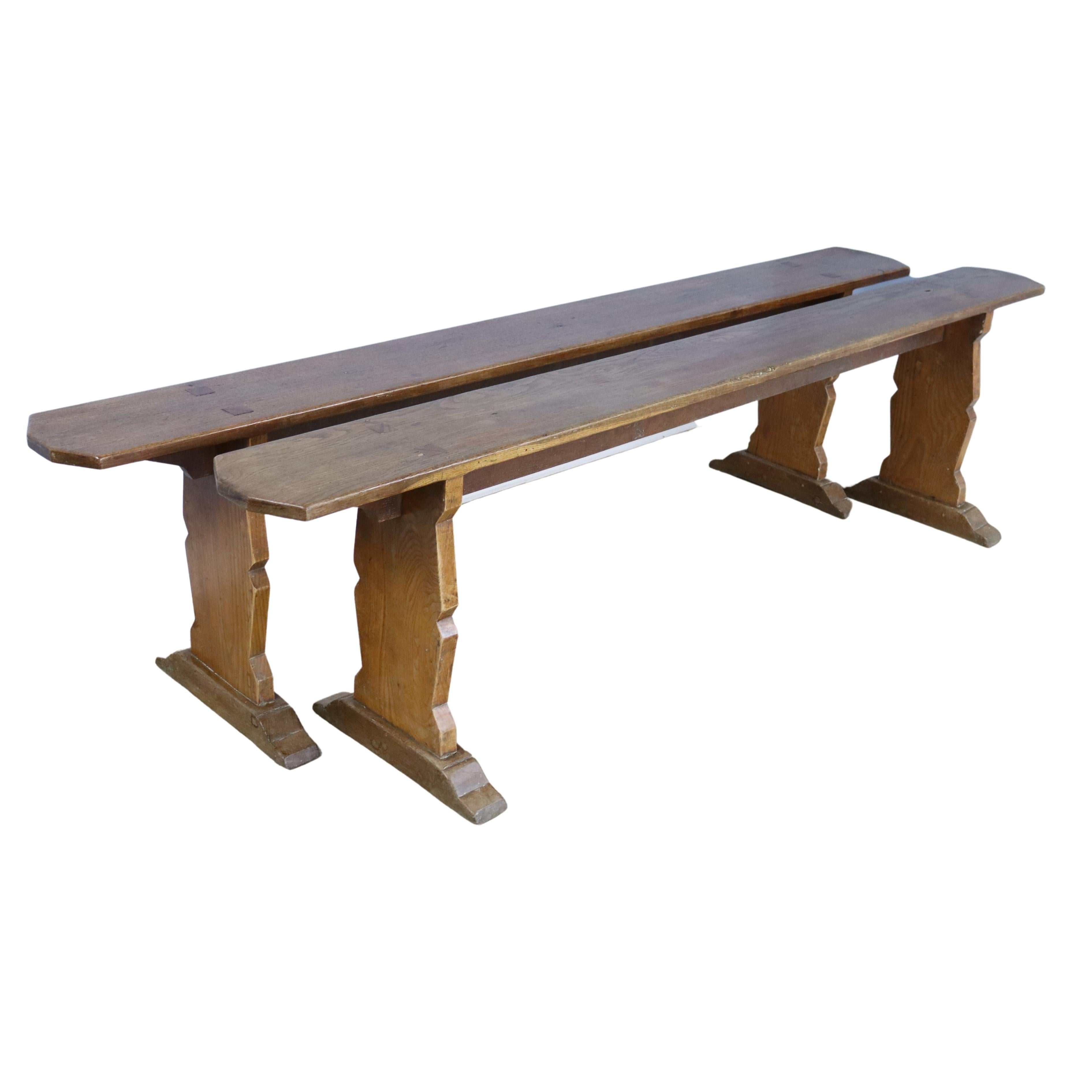 Pair of Antique French Oak Benches For Sale