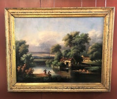 Pair of Antique French Oil on Canvas Paintings