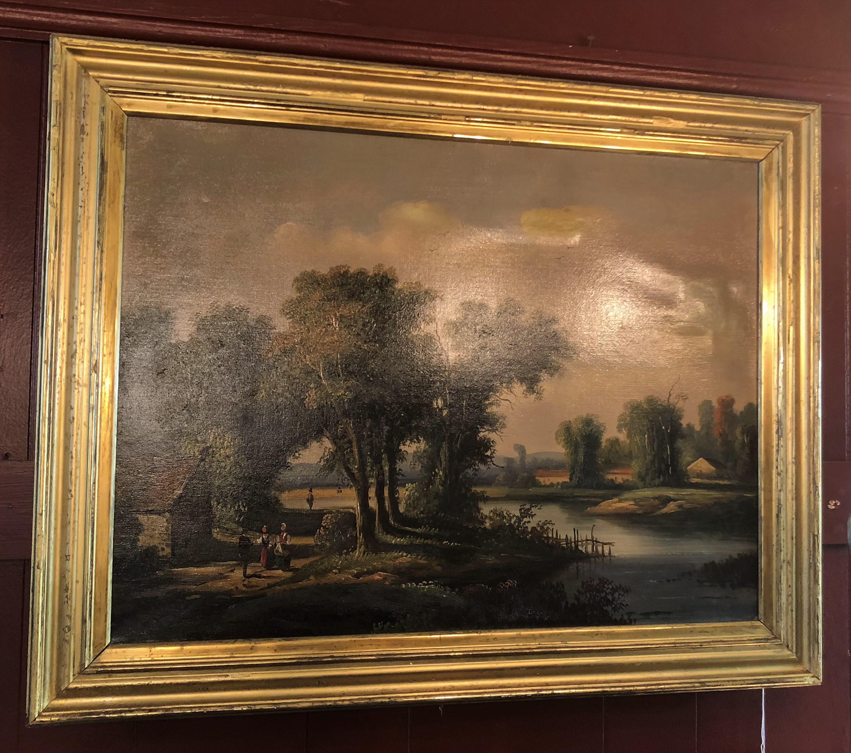 Pair of Antique French Oil on Canvas Paintings In Good Condition For Sale In New Orleans, LA