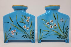 Pair of Antique French Opaline Glass Urns, circa 1910