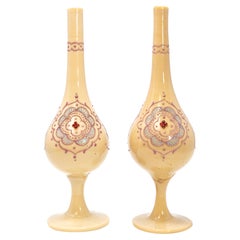 Pair of Antique French or Bohemian Opaline Glass Rosewater Sprinklers for the Is