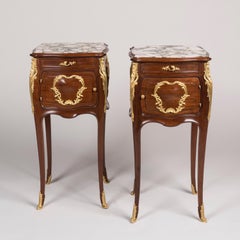 Pair of Antique French Ormolu-Mounted Mahogany Bedside Commodes by Fernand Kohl
