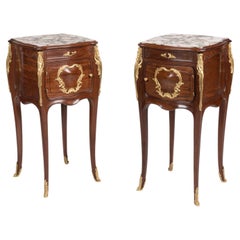 Pair of Antique French Ormolu-Mounted Mahogany Bedside Commodes by Fernand Kohl