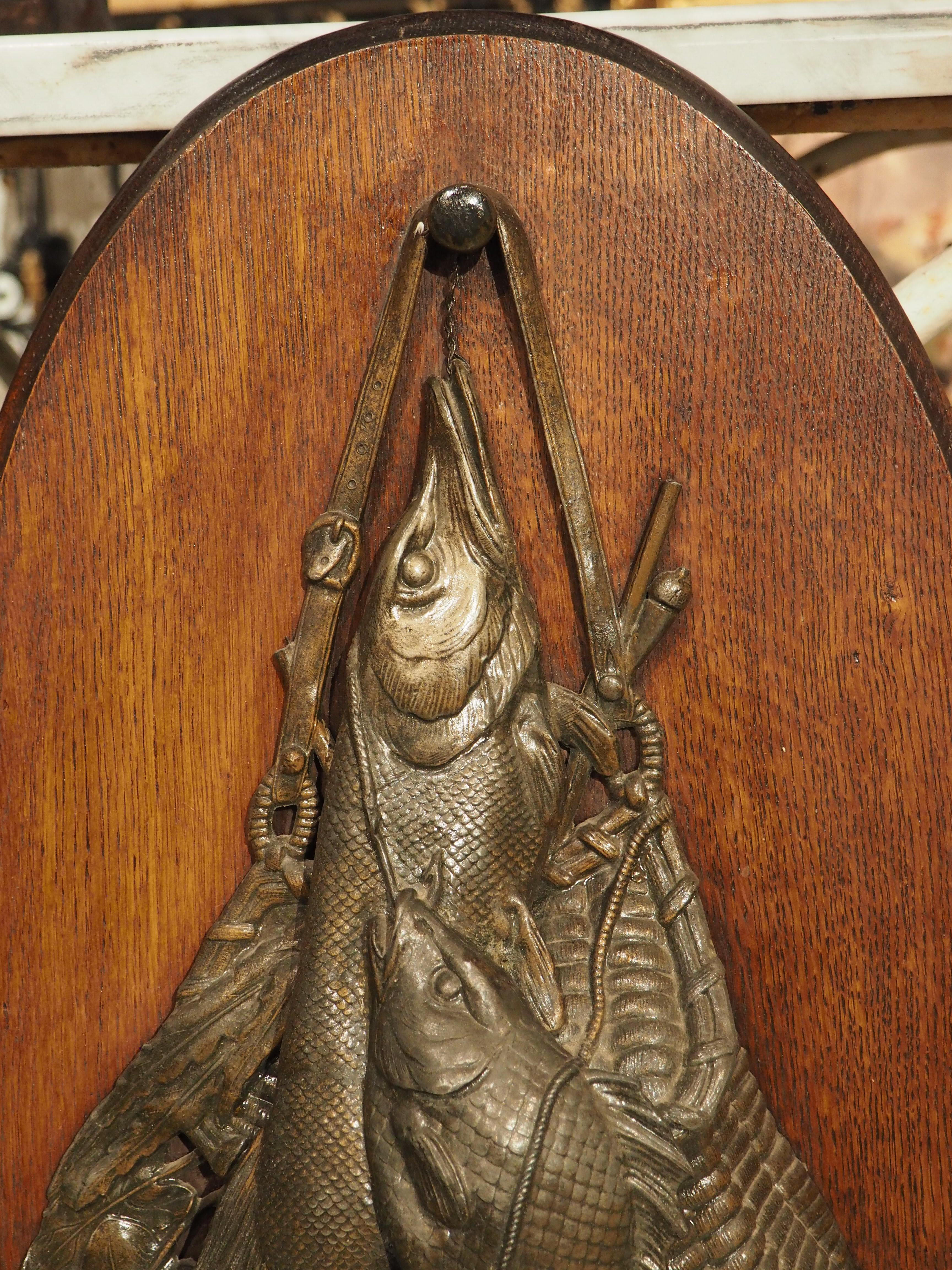Pair of Antique French Oval Hunting and Fishing Trophy Plaques, Circa 1900 6