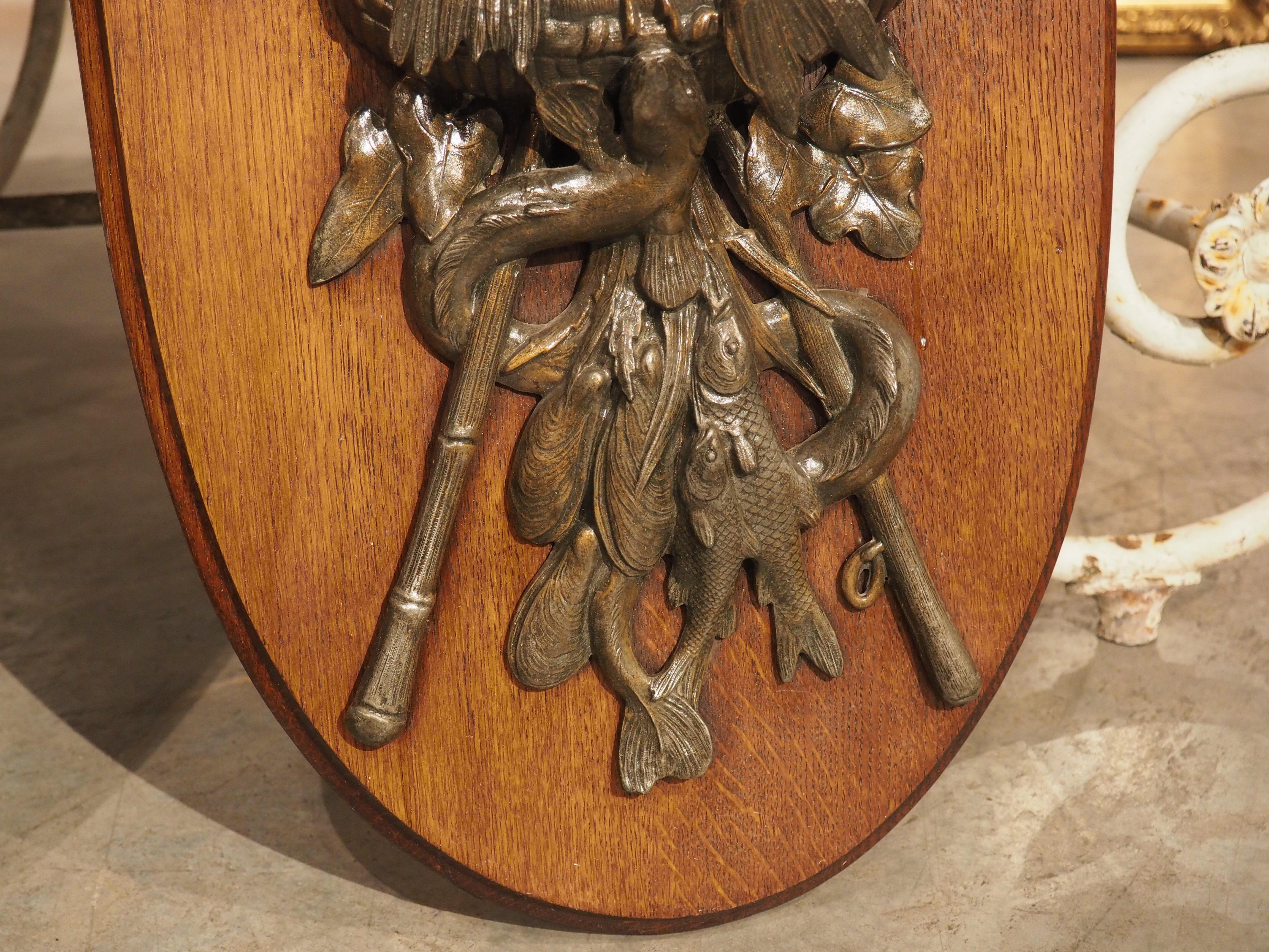 Pair of Antique French Oval Hunting and Fishing Trophy Plaques, Circa 1900 3