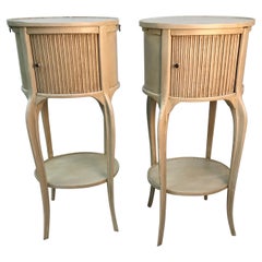 Pair of Antique French Oval Tabourets Enclosed by Tambour Shutters