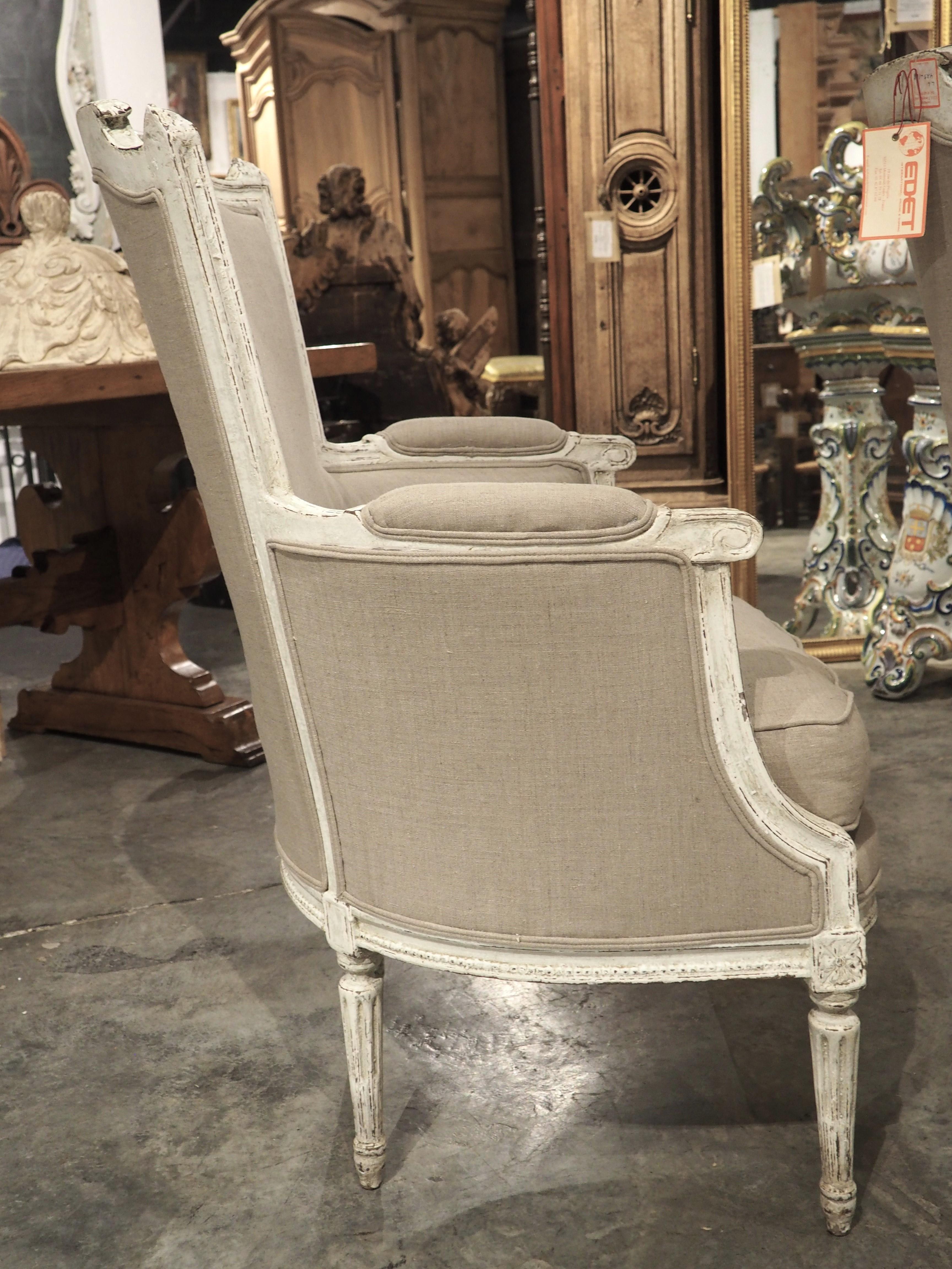 Pair of Antique French Painted Directoire Style Armchairs, Circa 1900 For Sale 5