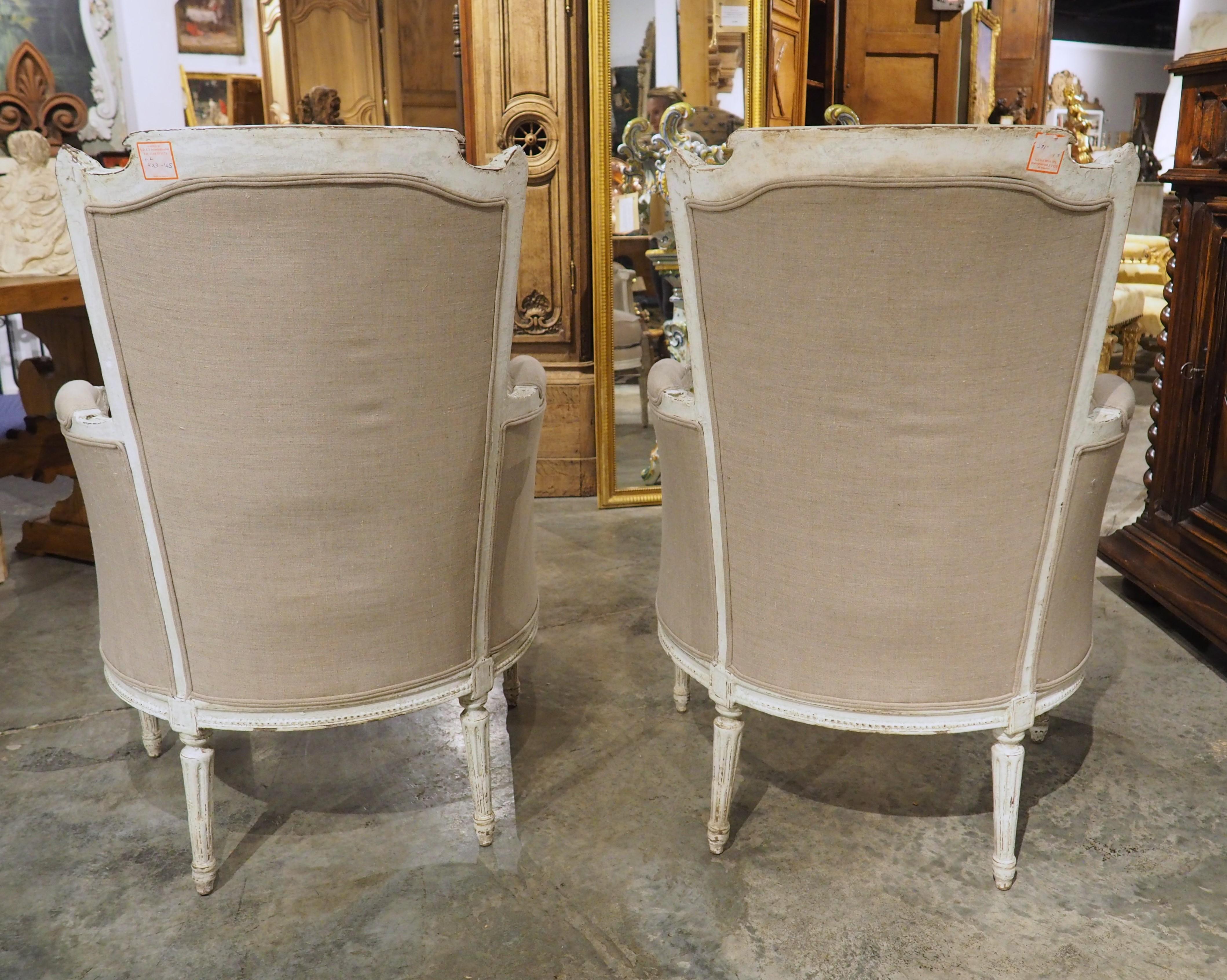 Pair of Antique French Painted Directoire Style Armchairs, Circa 1900 For Sale 7