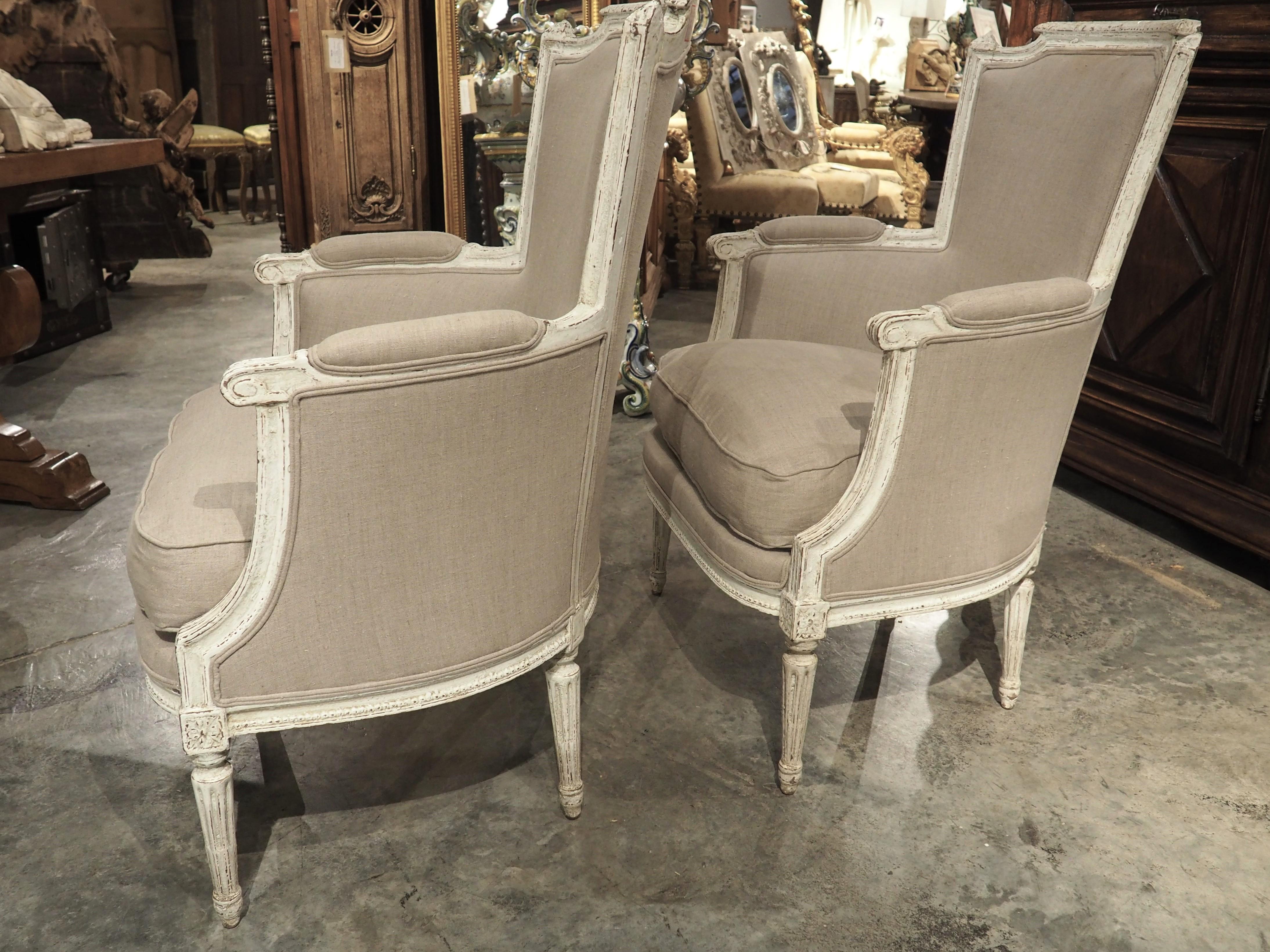 Pair of Antique French Painted Directoire Style Armchairs, Circa 1900 For Sale 8