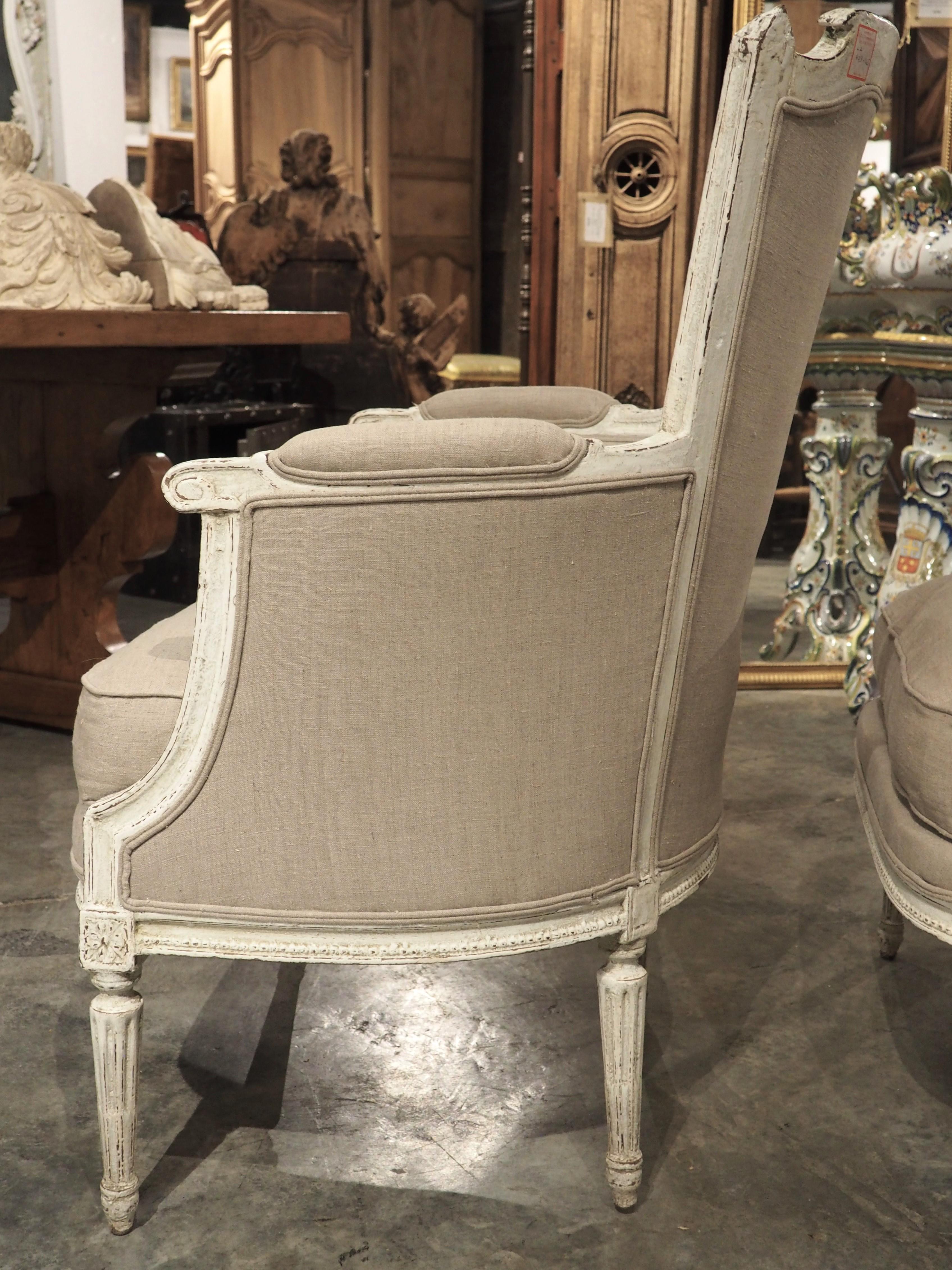Pair of Antique French Painted Directoire Style Armchairs, Circa 1900 For Sale 9
