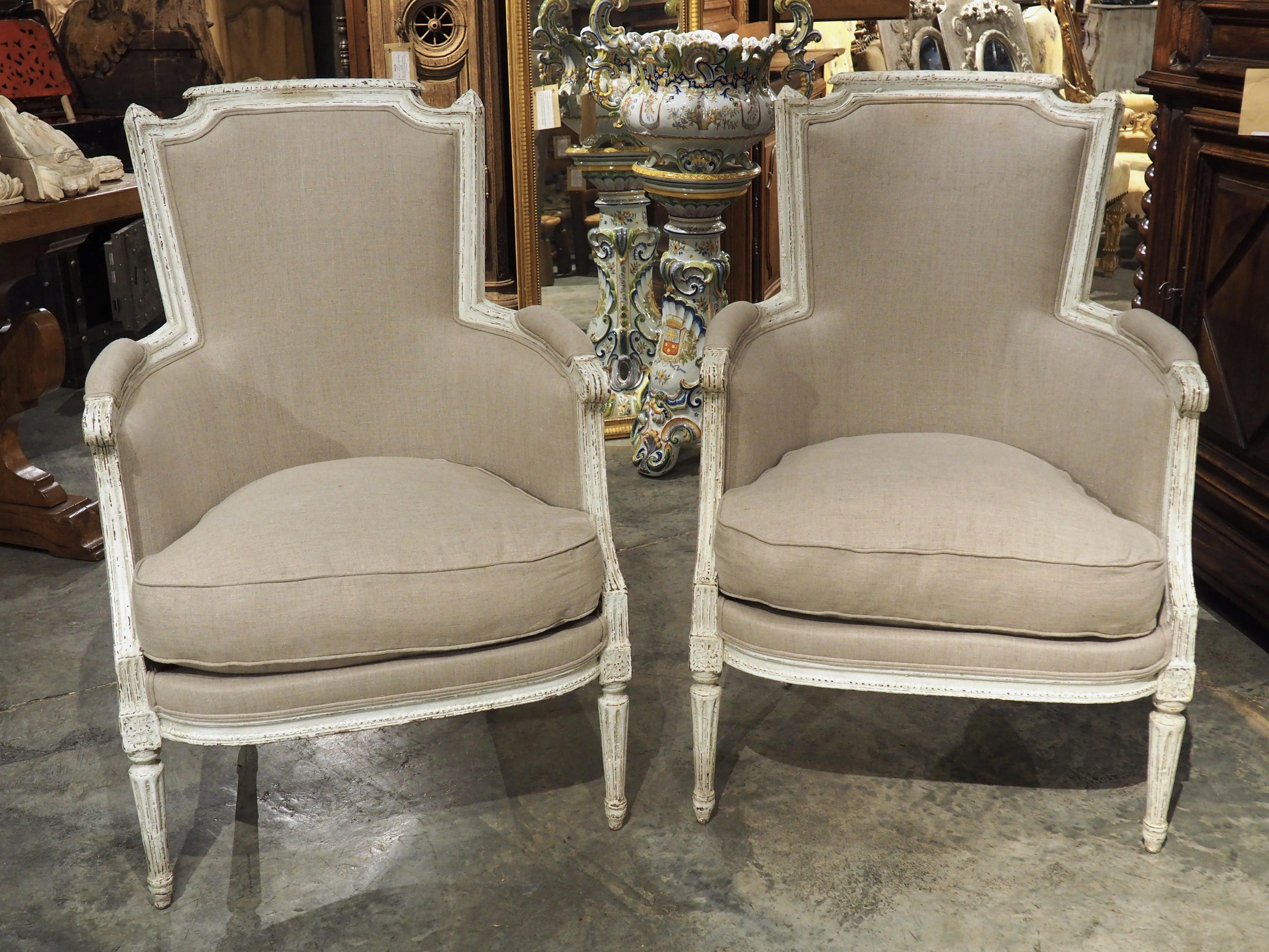 Pair of Antique French Painted Directoire Style Armchairs, Circa 1900 For Sale 11