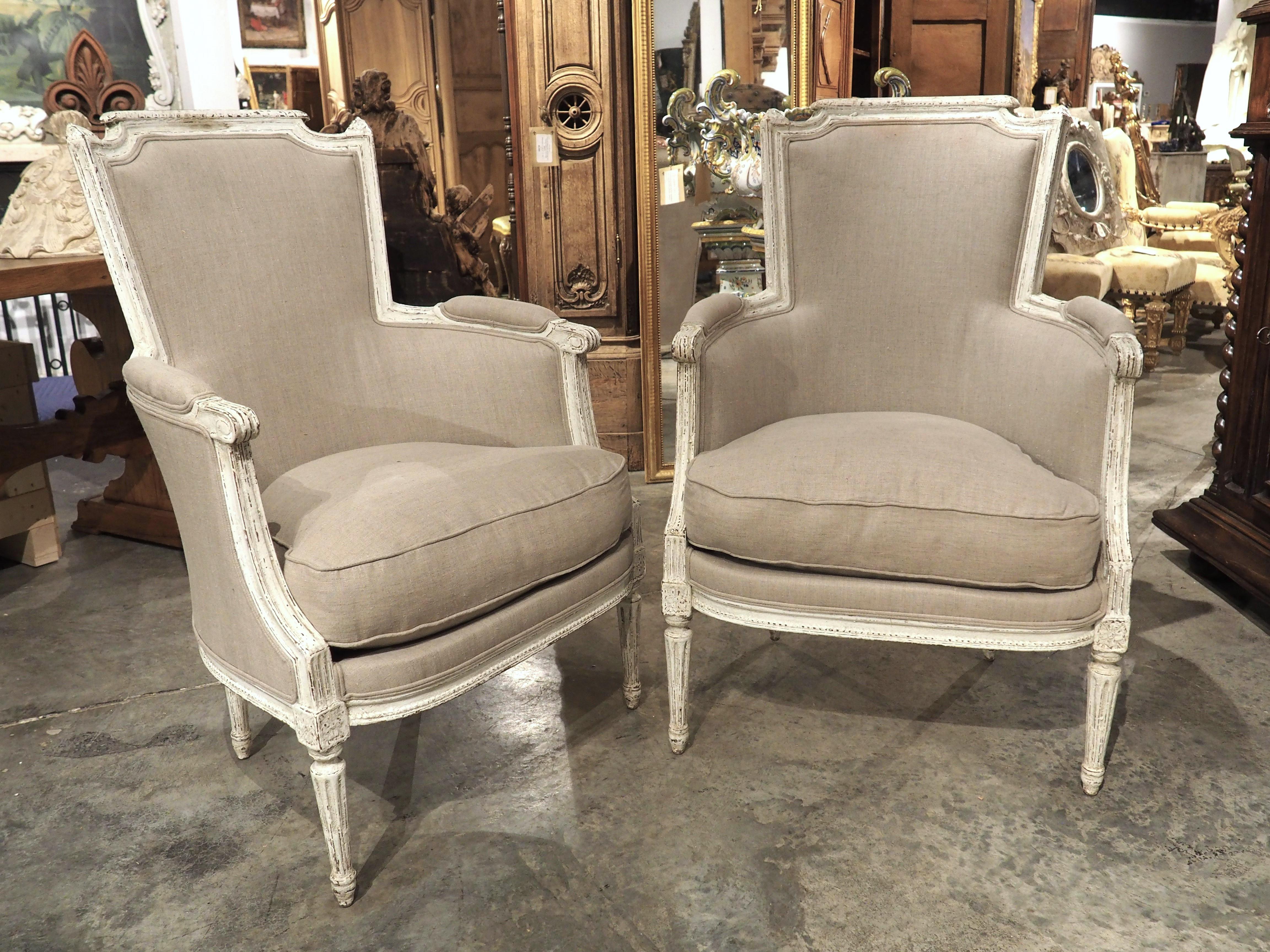 Pair of Antique French Painted Directoire Style Armchairs, Circa 1900 For Sale 12