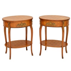 Pair of Antique French Parquetry Side Tables