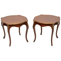 Pair of Antique French Parquetry Top Side Tables