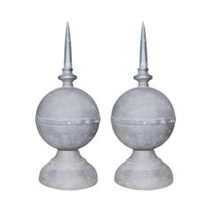 Pair of Antique French Pewter Finials
