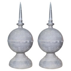 Pair of Antique French Pewter Finials