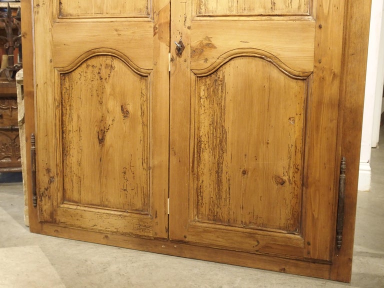 Pair Of Antique French Pine Cabinet Doors 19th Century For Sale