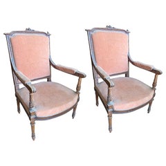 Pair of Antique French Pink Chairs