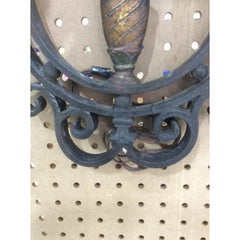 Pair of Antique French Polychromed Wrought and Cast Iron Wall Sconces