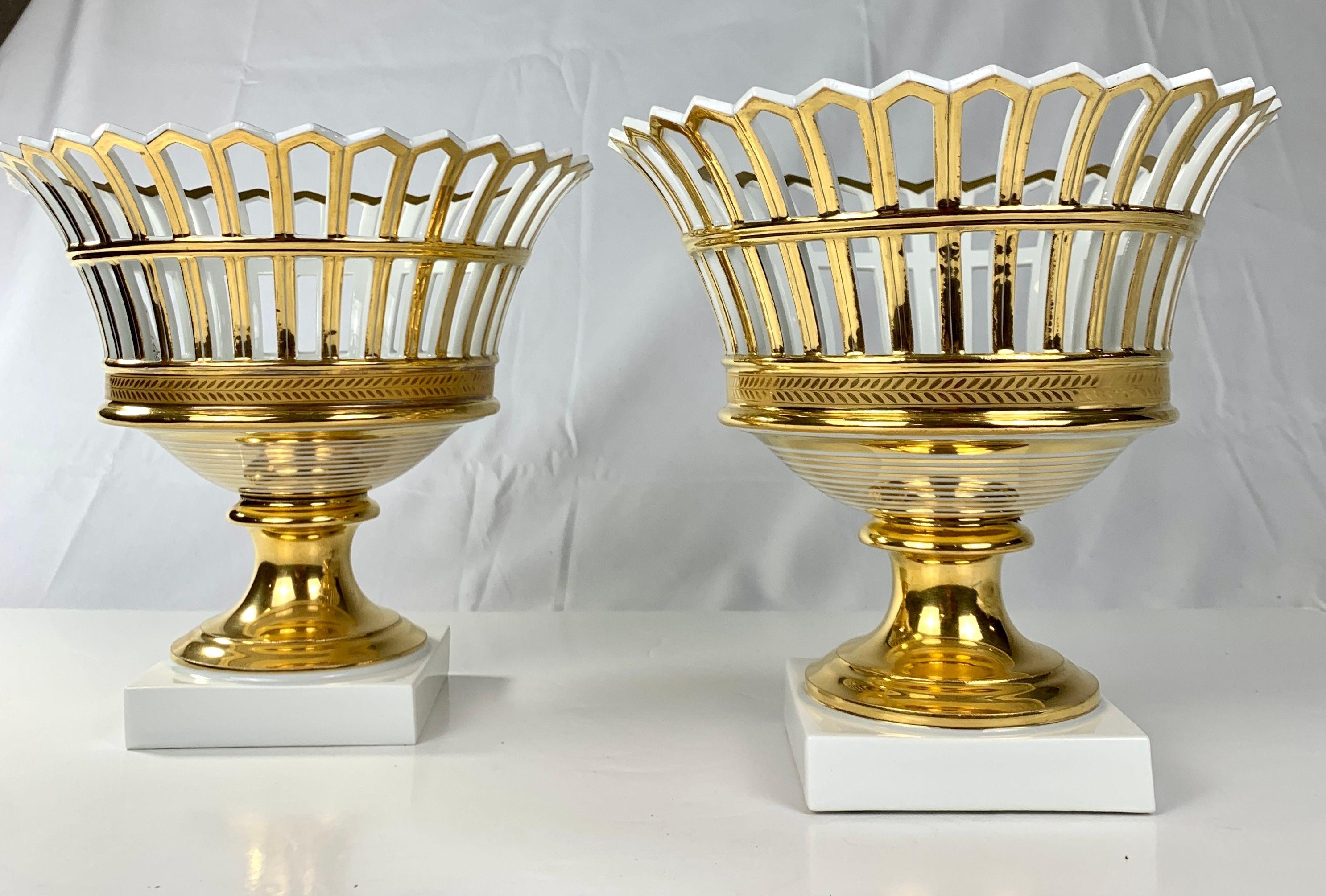 Louis Philippe Pair of Antique French Porcelain Baskets Made Circa 1860