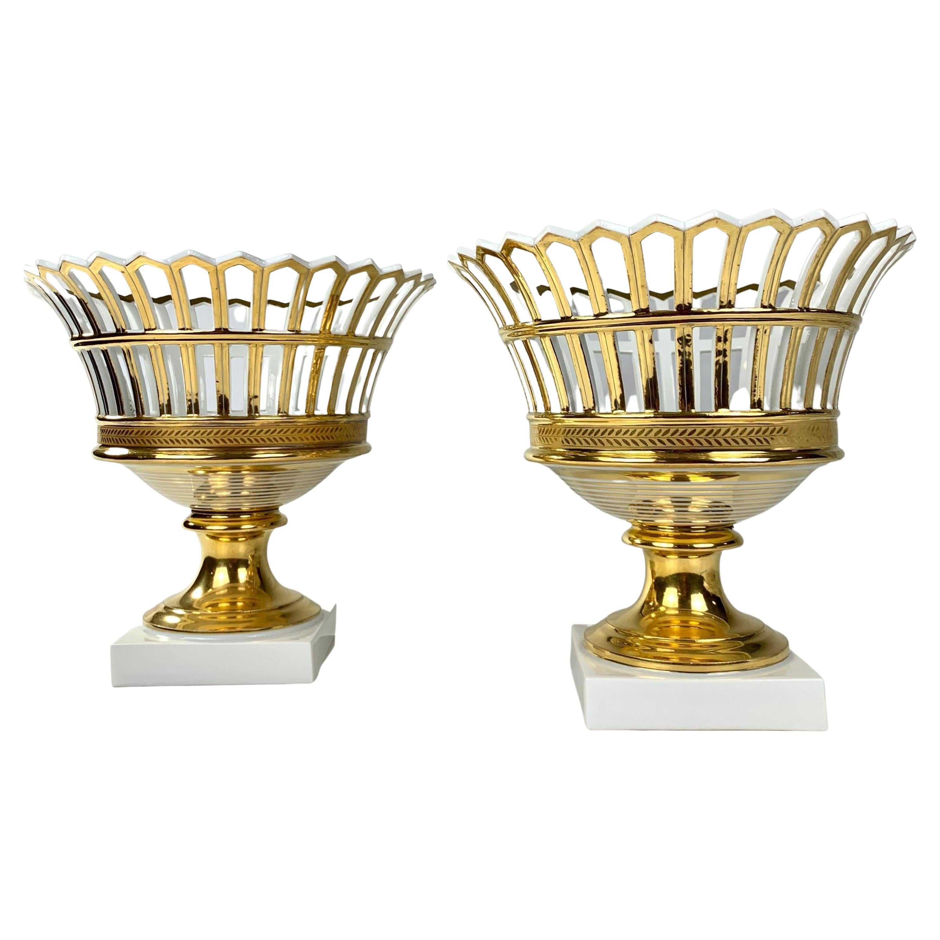 Pair of Antique French Porcelain Baskets Made Circa 1860