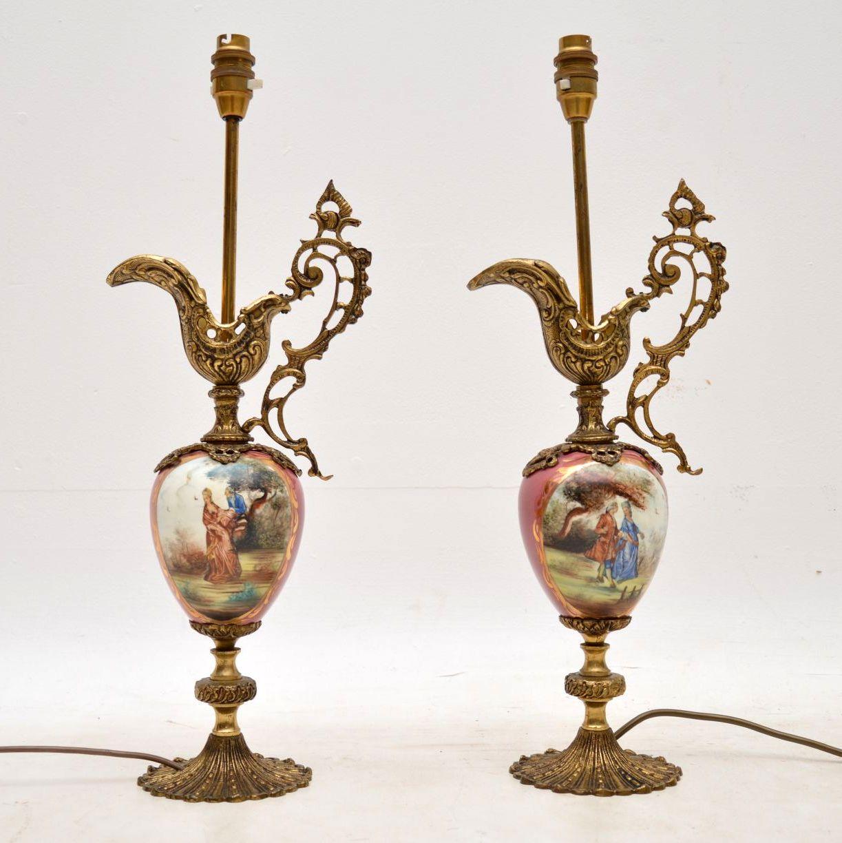 Pair of Antique French Porcelain Lamps 6