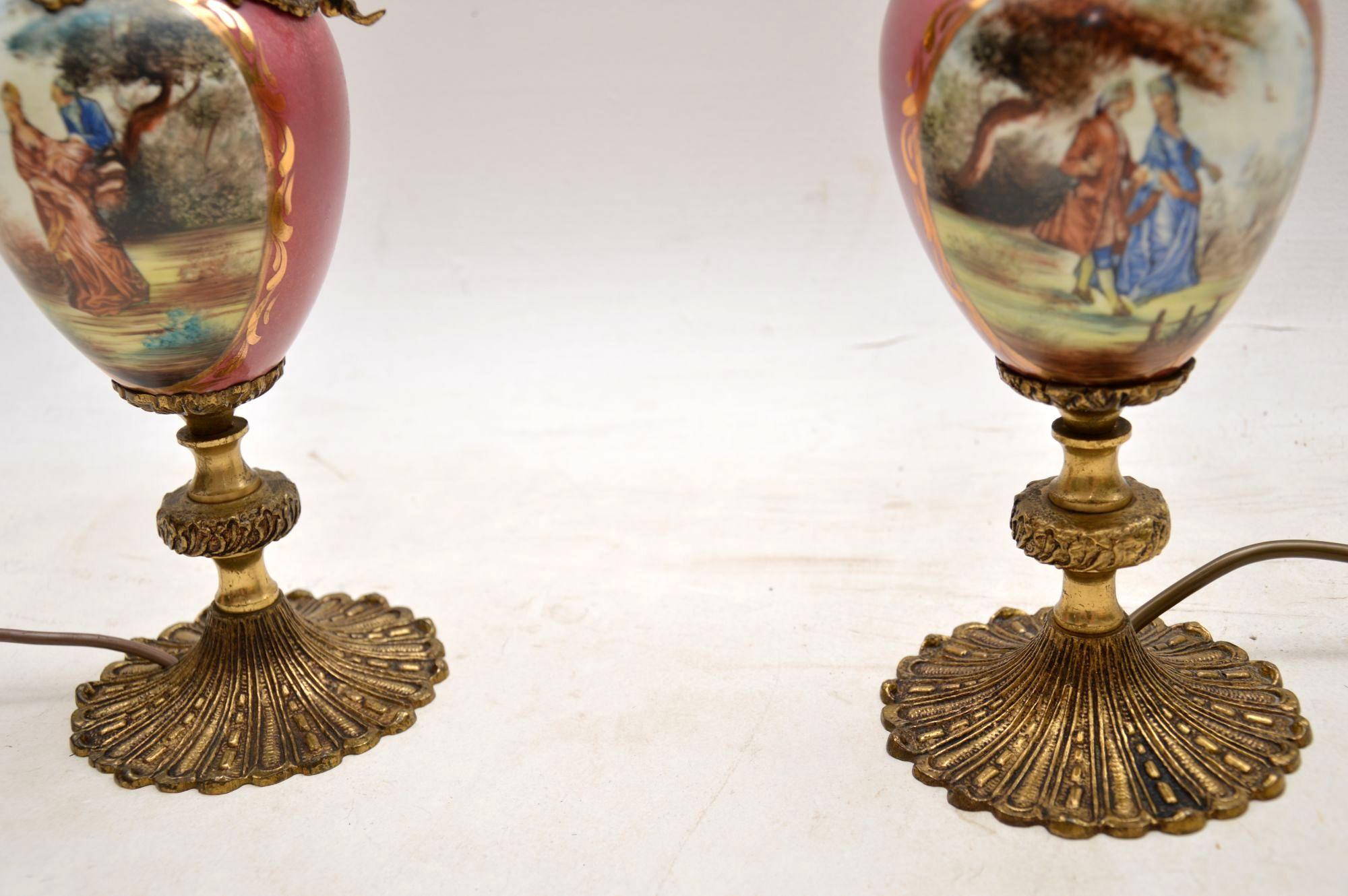 Pair of Antique French Porcelain Lamps 1