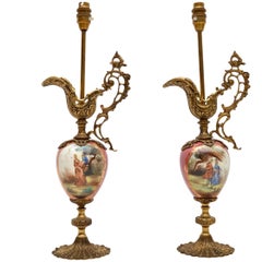 Pair of Antique French Porcelain Lamps