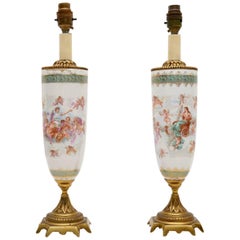 Pair of Antique French Porcelain Table Lamps