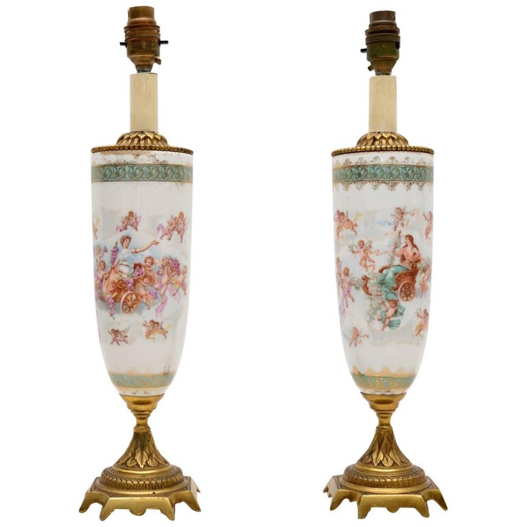 Pair Of Antique French Porcelain Table Lamps At 1stdibs