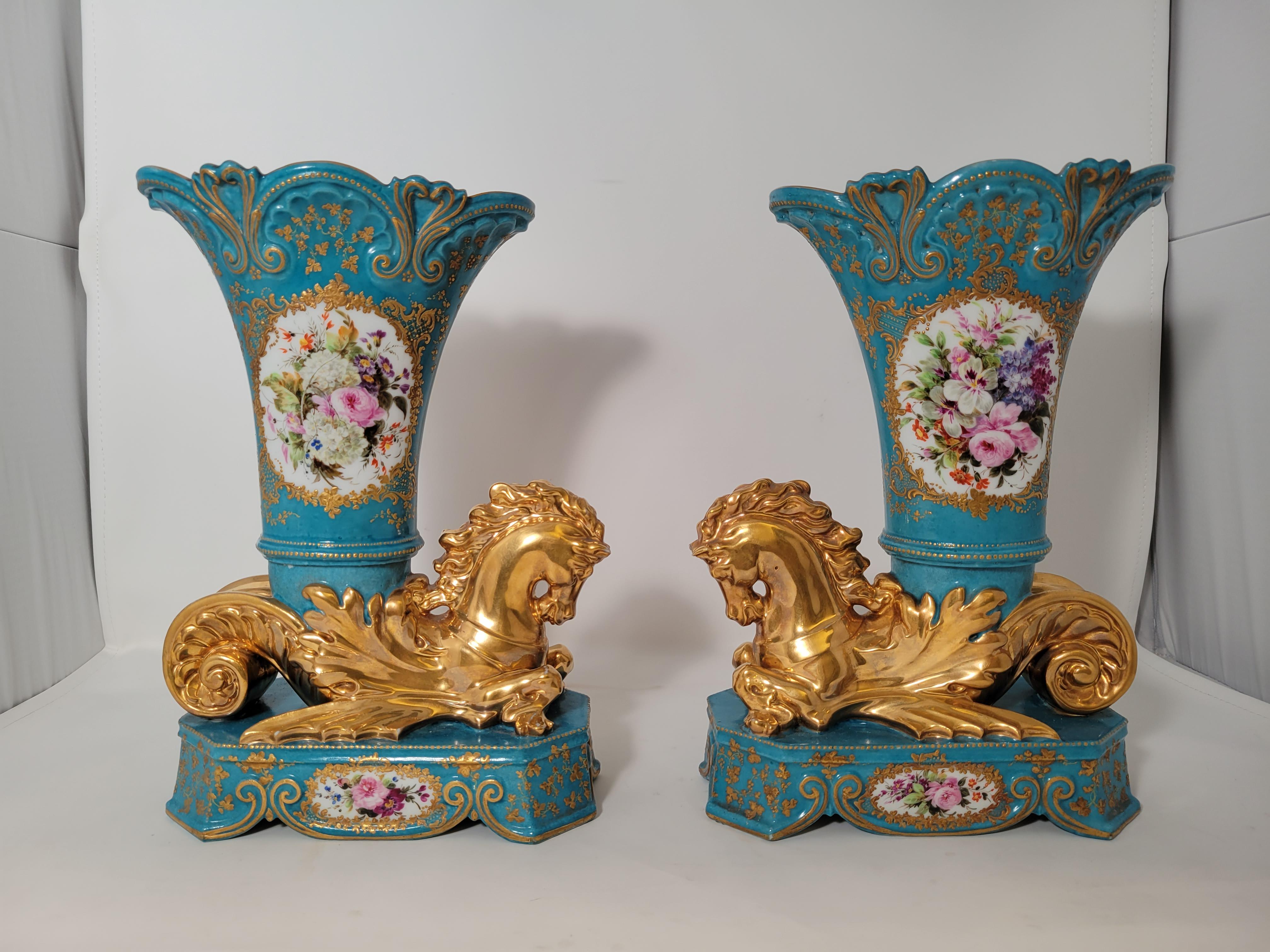 19th Century Pair of Antique French Porcelain Vases For Sale
