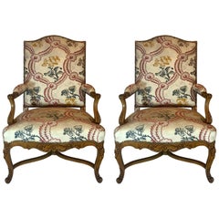 Pair of Antique French Provincial Carved Fruitwood Armchairs, circa 1890