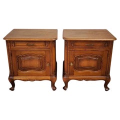 Pair of Antique French Provincial Figured Bedside Cabinets