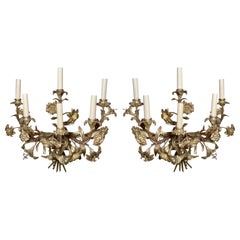 Pareja de Antiguos Candelabros Florales Provinciales Franceses circa 1870