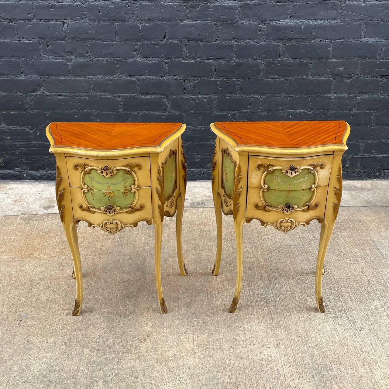 Mid-20th Century Pair of Antique French Provincial Night Stands or End Tables